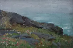 Wildflowers by Charles E. Waltensperger, Oil on canvas hinged to board, sold Jun 2011