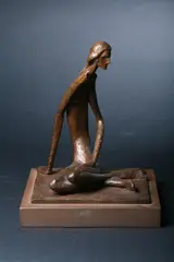 Seated Female Nude with Braided Hair by Ramiz Barquet, Bronze - Height: 12 in, sold Jun 2011