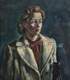 Roland Donovan Osborne, Lady with Red Ribbon, Oil on canvas