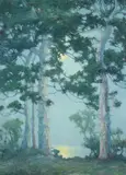 English School, Grove of Trees in Moonlight