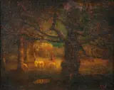 Henry Hammond Ahl, Barbizon Landscape, Oil on board