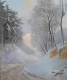 Wilhelm Velten, Path in Winter, Oil on canvas