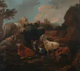 Philipp Peter Roos, Pastoral Landscape with Shepherd and Animals, Oil on canvas
