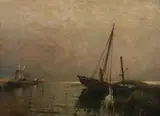 Arthur Quartley, Moored Sailboats, Oil on canvas