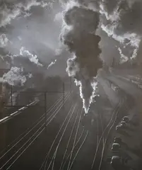 A. Aubrey Bodine, Train Yard (Pennsylvania Train Yard, Gelatin silver print
