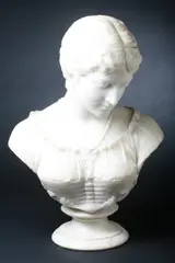 William Couper, Evangeline, Carved white marble bust on an attached socle - Height: 20 in