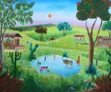 P. Blanchard, The Watering Hole, Oil on canvas