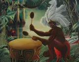 Cavallero, Drum Player, Oil on canvas laid on board