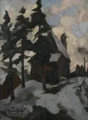 Willy Scaton, Winter Landscape, Oil on canvas