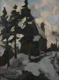 Willy Scaton, Winter Landscape, Oil on canvas