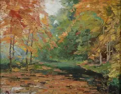 A. Proust, Autumn Landscape, Oil on canvas