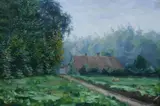 J. F. Larens, Farmhouse on Forest'S Edge, Oil on canvas