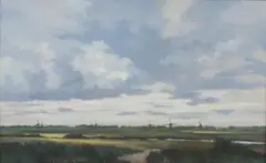 Marietje Chamberlain, Windmills, Oil on canvas