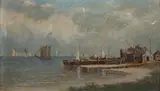 Fishing Village by Continental School, Oil on board, sold Sep 2011