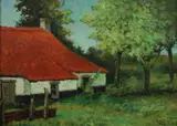 E. Mousset, Vieille Maison du Pecheur, Oil on board