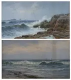 J. D. Hunting, CRASHING WAVES and ALONG THE COAST: TWO WORKS, each signed lower right, Gouache
