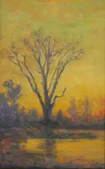 Sunrise by C Myron Clark, Oil on board, sold Sep 2011