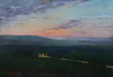 R. Leseurre, Sunset Over Distant Hills, Oil on canvas