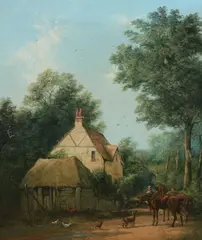 Allan Hook, English Country Home, Oil on canvas
