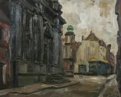 Willy Scaton, Street Scene, Oil on canvas