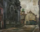 Willy Scaton, Street Scene, Oil on canvas