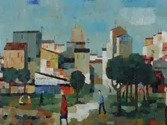 Guy Charon, Cityscape, Oil on canvas