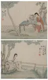 Fei Danxu, Untitled, Meiren, two ink and color on paper, signed and sealed