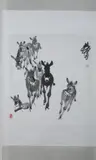 Huang Zhou, Untitled, Donkeys, ink on paper scroll, signed and sealed