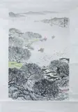 Song Wenzhi, Untitled, Riverscape, ink and color on paper scroll, signed and sealed - sight: 26 1/4 in. x 17 1/2 in