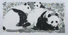 Wu Guanzhong, Untitled, Pandas, ink anc color on paper, signed and sealed, dated '92
