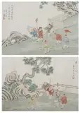 Wu Jiayou, Untitled, CHILDREN AT PLAY, two ink and color on silk, signed and sealed - Each: 9 5/8 in. x 14 in