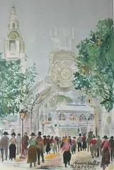 Maurice Utrillo, Bal de L' A.A.A.A. (Aide Amicale Aux Artistes), Color lithograph