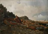Joseph T. Coosemans, View of Wimereux, Oil on paper laid on canvas