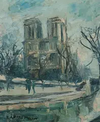 Yves André Moleux, Notre Dame, Oil on canvas