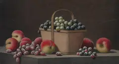 Barton S. Hays, Grapes and Peaches with Basket, Oil on canvas
