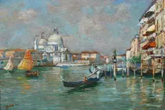 Luigi Lanza, Grand Canal, Oil on panel