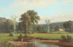 George E Candee, Mill River, Oil on canvas laid on board