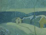 Frank Charles Hennessey, Winter Homestead, Oil on board