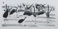 Wu Guanzhong, Untitled, BIRDS, ink on paper, signed and sealed, dated 2002