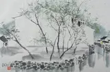 Wu Guanzhong, Scenery of Jiangnan, SCENERY OF JIANGNAN, ink and color on paper, signed and sealed