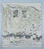 Wu Guanzhong, Untitled, ABSTRACT, ink and color on paper scroll, signed and sealed