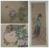 Anonymous, Figures, BIRDS, six ink and color on silk( 5) or paper (1)