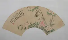 Chu Lien, Untitled, INSECTS AND FLOWERS, ink and color on paper fan, signed and sealed