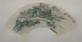 Tongyu Wang, Untitled, RIVERSCAPE, ink and color on paper fan, signed and sealed