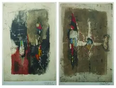 Johnny Friedlaender, Untitled, COMPOSITION #1 and COMPOSITION #2: TWO WORKS, signed and numbered 21/100 and 94/100 in pencil lower margin