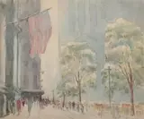 Henry Michael O'Conner, New York City Street Scene, NEW YORK CITY STREET SCENE, watercolor