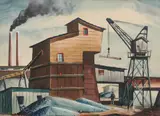 Franklin Barber Clark, Industrial Scene, Watercolor