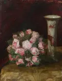 Gustaaf Vanaise, Bouquet of Pink Roses, Oil on panel