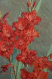 Myrna Ayers Russell, Red Gladiolas, Oil on board