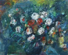Vase of Flowers by Yuli Blumberg, Oil on canvas, sold Nov 2011